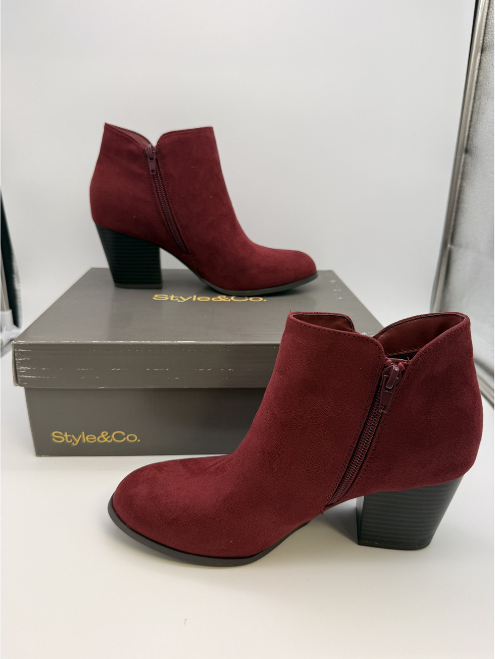 Style & Co. Masrinaaf Scarlet MC Burgundy Ankle Boots 7.5